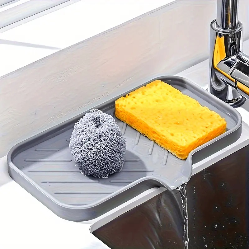Kitchen Gadgets Storage Ideas - Silicone Kitchen Sink Organizer Tray, 1pc,