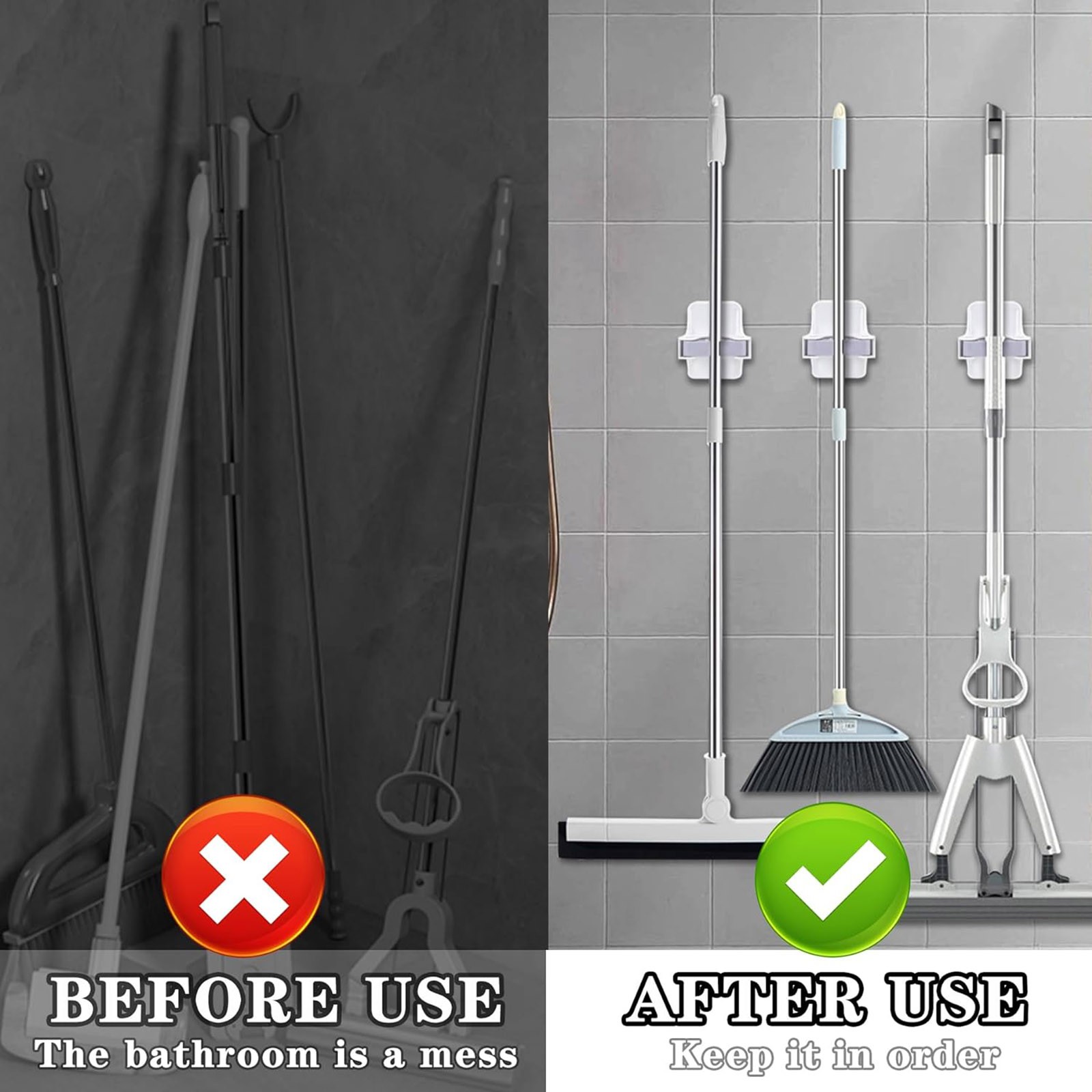 Mop Holder Self-adhesive Broom - Kitchen Gadgets Storage Ideas 评论和价格