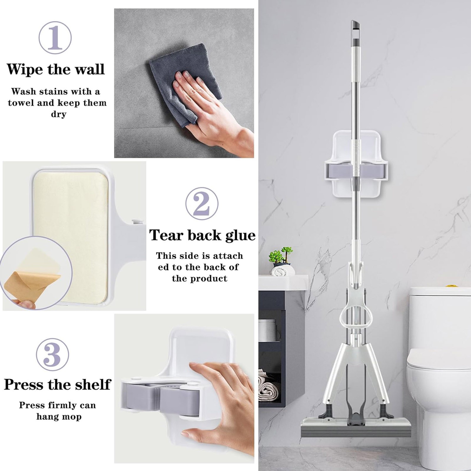 Mop Holder Self-adhesive Broom - Kitchen Gadgets Storage Ideas 评论和价格